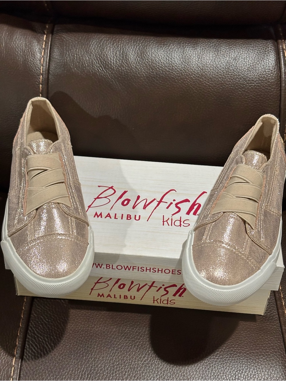 Blowfish Kids Glitter Slip-On Sneakers in Rose Gold